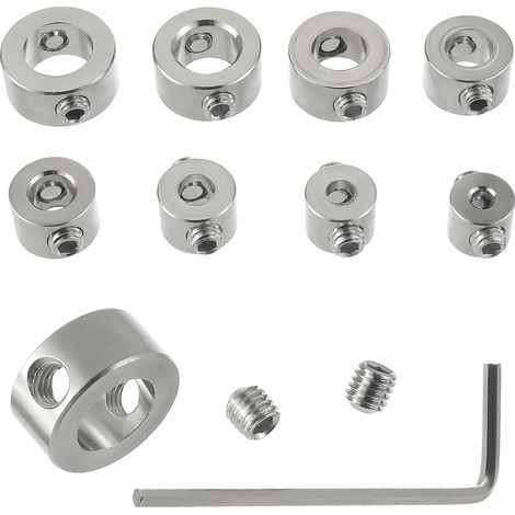 8-teiliger Tiefenanschlagring-Bohrpositionierer aus HSS für 3/4/5/6/7/8/9/10 mm Bohrer, inklusive Innensechskantschlüssel (1/4)