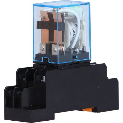 Relais Électromagnétique 8 Pins 12V DC avec Support et Indicateur LED, 10A pour Automatisation Industrielle et Contrôle Moteur