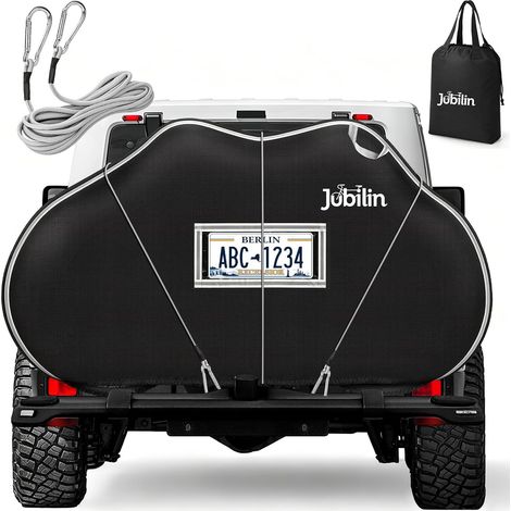 Housse de vélo pour 2 vélos, 900D, imperméable et indéchirable, avec corde élastique de 6 m, bandes réfléchissantes en PVC, poche de plaque d'immatriculation, housse de protection pour porte-vélos (1/5)
