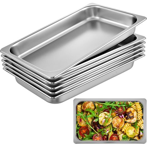 VEVOR Set di 6 piatti da forno in acciaio inox, 8,5 l, spessore 0,8 mm, vassoio levigato rettangolare effetto specchio per alimenti per cucina di ristorante e dolci (1/5)