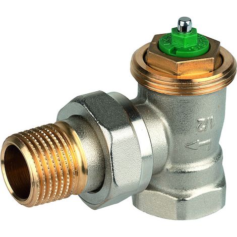 Corps de vanne thermostatique LX, laiton nickelé, angle court, 1/2''