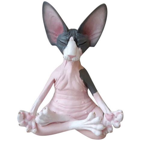 Méditation Sphynx Cat Statue Sculptures de Chat, Cat Garden Statue Bouddha Meditation Sphynx Cat pour Le décor du Bureau à Domicile (1/5)