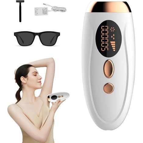 Appareil d'épilation, 5 niveaux d'énergie réglables, épilateur à froid glacial, épilation domestique 999 999 flashs, épilateur indolore pour aisselles, dos et jambes (1/5)