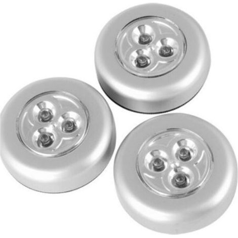 Lot de 3 lampes LED adhésives pour armoire, diamètre 68 mm, fonctionnement sur piles (1/5)
