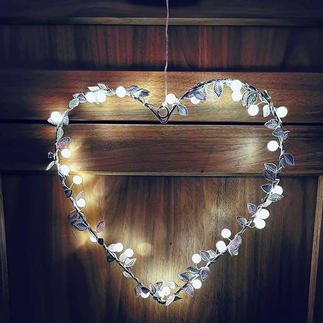 Cuore Luminoso Decorazione Natalizia per feste 30 CM con 30 Led a Luce calda alimentati a Batteria (1/4)