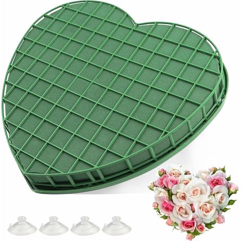 Mousse Florale Cœur 31cm - 1 Pièce - Mousse Phénolique Verte - Avec Ventouses - Arrangement Floral Mariage Voiture (1/5)