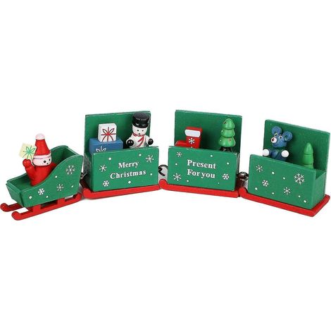 Décorations de Noël en bois, petit train détachable, cadeau de Noël original pour enfants. (1/5)