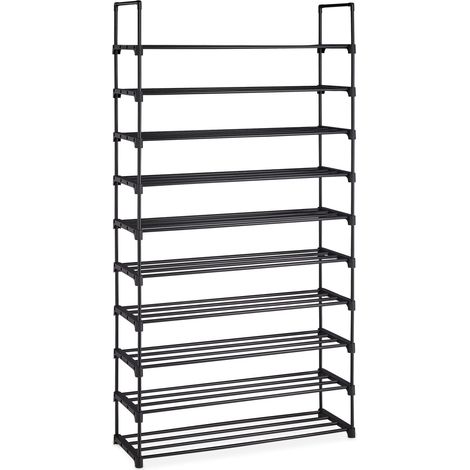 Scarpiera modulare soggiorno cabina armadio 175,5 x 93 x 30,5 cm sistema ad incastro design moderno in acciaio nero 130011370