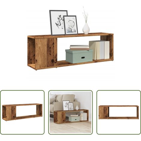 Bois d'ingénierie - Meuble TV vieux bois 100x24x32 cm bois d'ingénierie (1/5)