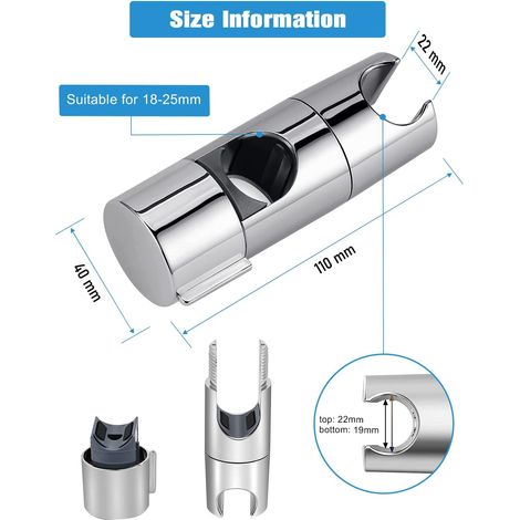 Halterung Duschkopfhalter für Gleitstange Verstellbar 18-25 mm (1/3)