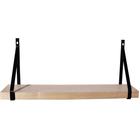 Quincadeco – Étagère murale en peuplier massif 60 x 10 cm – Supports métal noir – Charge max 15 kg – Fabrication française