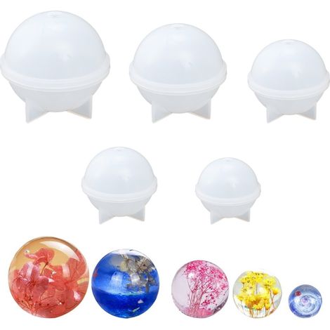 Moule en silicone en forme de lune, d'étoile et de boule (lot de 5), diamètres 2 cm, 3 cm, 4 cm, 5 cm et 6 cm, pour la réalisation (1/5)