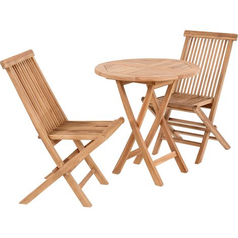 Oviedo Gartenset Esstisch Ø70cm natur und 2 Toledo Stuhl natur. (1/5)
