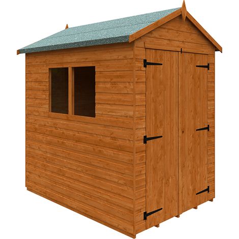 7 x 5 Feet Workshop 12mm Shed - Solid Wood/Softwood/Pine - L205 x W145 x H233.5 cm - Burnt Orange