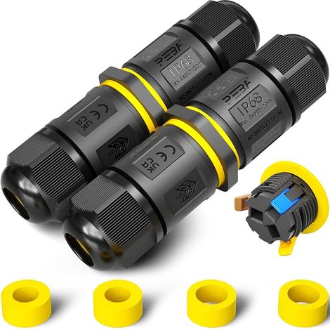 ® Connecteurs de Câbles Étanches IP68 - Boîte de jonction 3 Fils - Raccord extérieur étanche pour jardin - Dérivation de câble Ø4-12mm - Boîtier électrique extérieur étanche et sécurisé,2 pièce