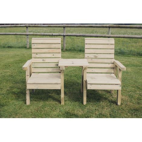 Clover Wooden Garden Love Seats With Straight Tray (1/5)