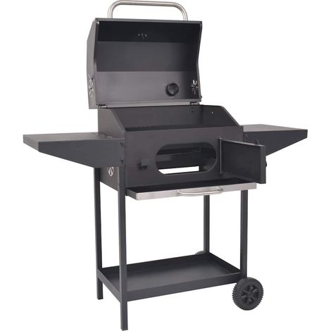 Barbecue au charbon de bois avec étagère inférieure Noir (1/5)
