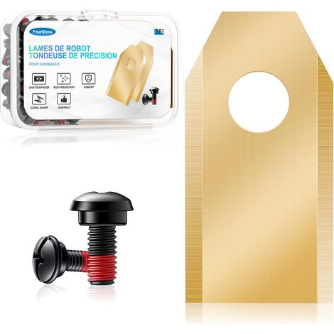 36 lame di ricambio compatibili con tutti i robot tagliaerba Sunseeker, lame di ricambio resistenti in titanio, viti con rivestimento di sicurezza incluse. (1/5)