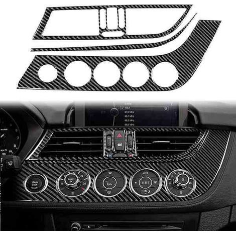 Three adjustment panels for the central air conditioning vents of the 2009-2016 BMW Z4 E89 made of soft carbon fiber. (1/4)