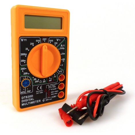 Multimetre digital Precision Steel orange 500 V avec test continuite buzzer et ecran retroeclaire vert (1/2)