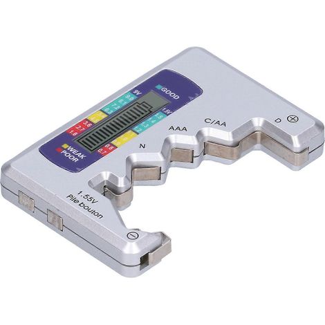 Universeller Batterietester für den Haushalt, Kapazitätsprüfer für DC AA AAA N 9V Knopfzellen, Silber