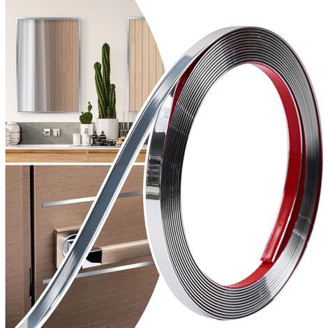 Flexible, selbstklebende Zierleiste – 10 mm x 6 m Abschlussleiste für Türen, Fenster, Spiegel, Wände, Decken, Böden, Schränke, Fliesen und Bordüren. (1/4)