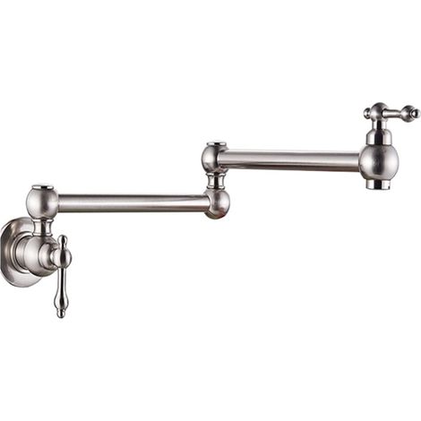 Robinet de cuisine remplisseur de pot Robinet de cuisine à double poignée mural bec d'eau pivotant 360 rotation pliant Para évier de cuisine mitigeur froid simple ( Color : Brushed Nickel C , Size : S (1/5)