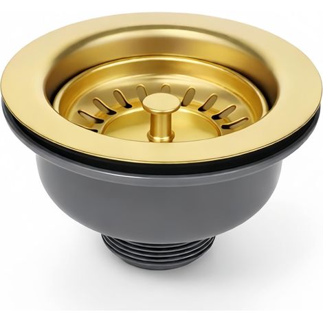 Colador de fregadero de acero inoxidable con filtro extraíble (dorado) 114 mm x 114 mm