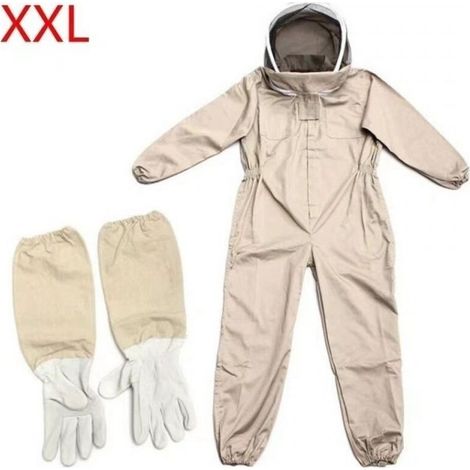 Combinaison d'apiculteur unisexe en coton naturel, inclut gants professionnels et voile d'escrime amovible, confort optimal pour l'apiculture (1/5)