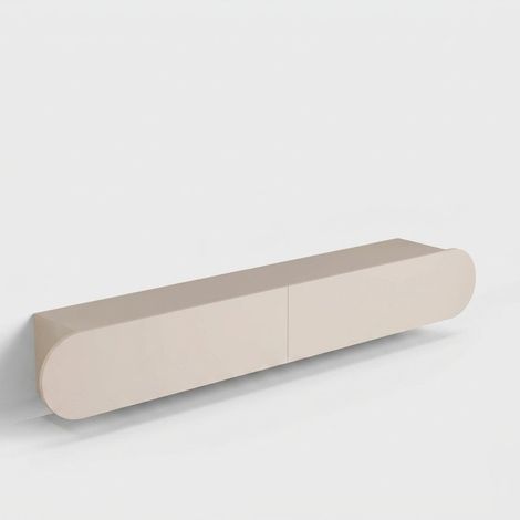 Meuble TV suspendu avec portes abattantes Koren - Beige (1/4)