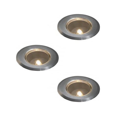 Konstsmide Mini LED ground spot Ensemble de 3 spots encastrés au sol en acier inoxydable Mini système LED extérieur 12V G4 - Transformateur inclus, IP44 (1/3)
