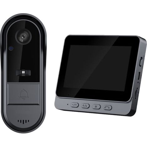 Interphone vidéo sans fil étanche IP65 - Caméra 1080P - Écran IPS 4,3" - Angle 170° - Vision nocturne IR - Audio bidirectionnel - Pour extérieur