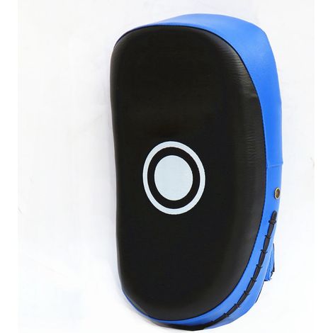 Paire de cibles de frappe professionnelles pour boxe, kickboxing et Muay Thai, résistantes aux déchirures, épaissies, bleues avec rayures, pour pieds et coudes. (1/5)