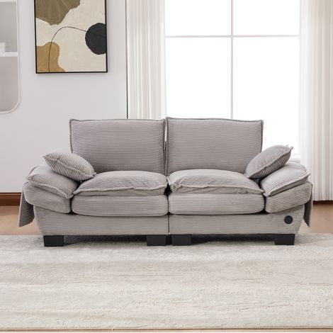 Divano destro 2 posti 190x73x84 cm in tessuto grigio chiaro con contenitore FloraGrace (1/5)