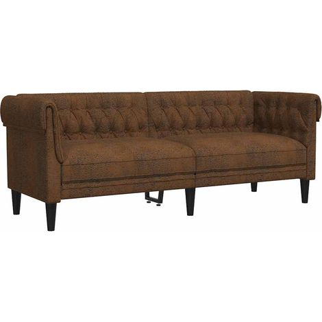 Chesterfield-Sofa mit Kissen Braun 201,5 x 74,5 x 74,5 cm vidaXL (1/5)