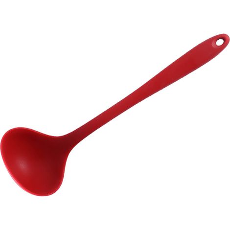 Louche à soupe cuillère à servir en silicone 28.5 cm isolation thermique résistante chaleur ustensile cuisine maison diner rouge (1/5)