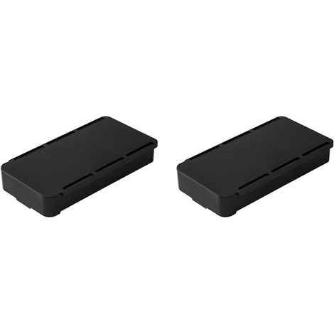 Lot de 2 organisateurs de tiroir sous bureau, boîte de rangement invisible auto-adhésive pour fournitures de bureau et maquillage, noir (1/4)