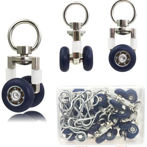 20 Roulettes pour Rideaux + 20 Crochets en S – Roulettes à Roulement à Billes Silencieuses, Rails en Aluminium Haute Résistance pour Stores et Rideaux Lourds dengyankun (1/4)