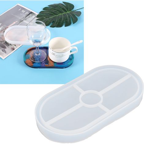 Moule ovale en résine époxy cristal à faire soi-même, moule de rangement ovale pour sous-verres de tasses à thé, moule de cuisson en silicone (1/5)