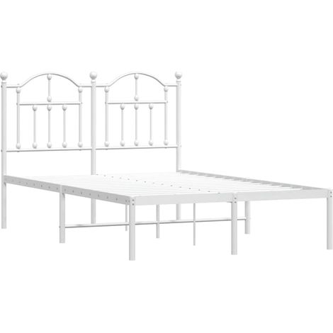 vidaXL Cadre de lit métal sans matelas et tête de lit blanc 120x200 cm (1/5)