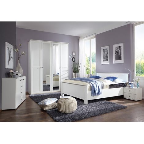 Chambre adulte en panneaux de particules coloris blanc - D 180 X 200 cm -PEGANE- (1/3)