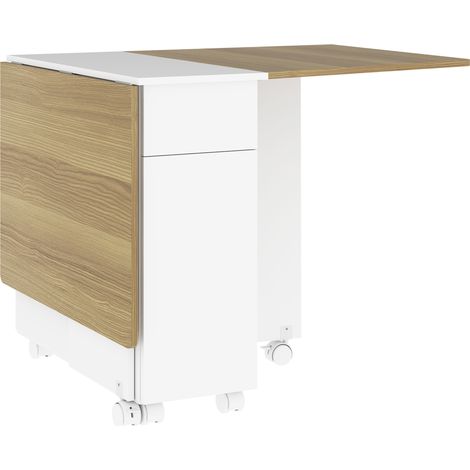 Table de cuisine rabattable ROMA aspect bois et blanc (1/5)
