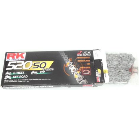 Chaîne transmission RK Takasago 520SO 116 maillons Pas 520 grise (1/2)