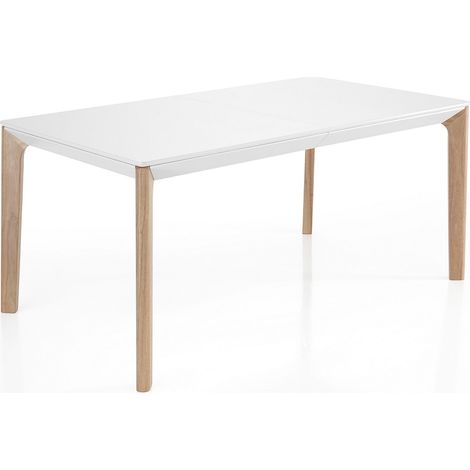 Mesa extensible efecto madera lacada en blanco cm. Al.75xP.90xL.160 (1/5)