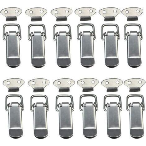 12 PCS Loquet à Bascule Fermoir à Ressort avec Crochet Fermeture à Ressort en Acier Inoxydable pour Coffret, Boîte, Tiroir, Armoire, Trousse médical,Fermeture à Levier, Loquet à Ressort, (1/5)