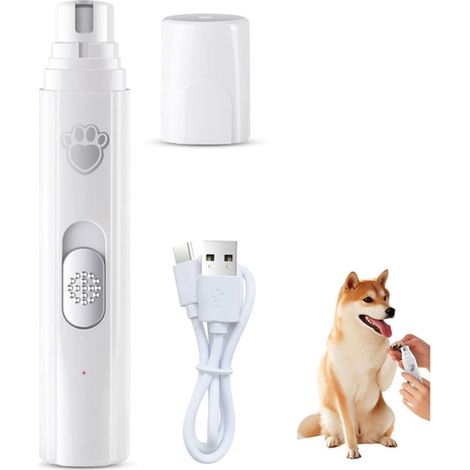 Coupe-ongles électrique - lime à ongles électrique pour chiens et chats - Rechargeable par USB - Blanc - 2,9 x 2,9 x 14,6 cm - Plastique blanc (1/5)