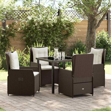 Garten Essgruppe 5 pcs Braun Poly-Rattan (1/5)