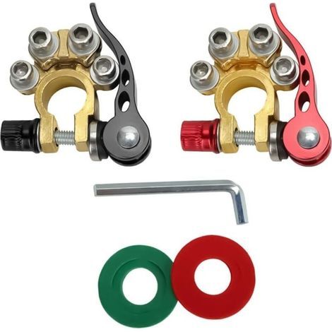 Connecteur de borne de batterie de voiture, borne de fil de batterie de voiture à dégagement rapide à 4 voies, pinces de bornes positives et négatives pour bornes de type A SAE/JIS (1/5)