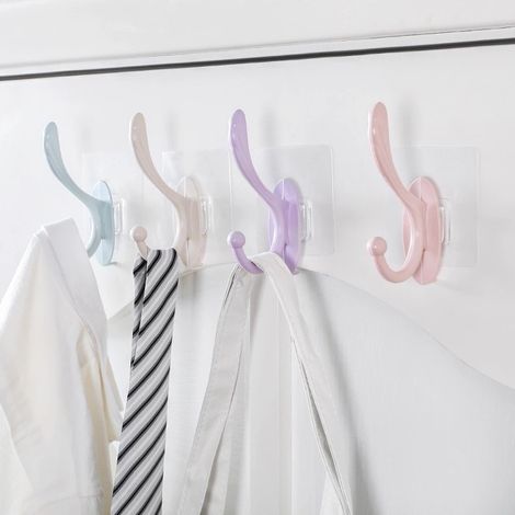 Lntyq Klebehaken, 4 Stück Wandhaken Handtuchhalter Wasserdicht Kunststoff Badhaken, für Küche Wohnzimmer und Büro Bademantel Mantel Handtuch (1/5)