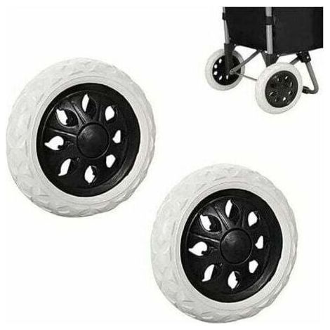 Roues de caddie 2 pièces – Caoutchouc et EVA – Pour chariots de provisions et bagages – Installation facile – 3.5D x 16W x 16H cm (1/5)